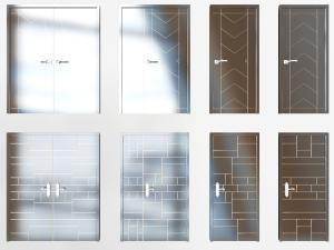 新中式装饰花纹的单扇双扇字母平开门
