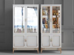 简欧上部玻璃柜门的酒柜3d模型 简欧上部玻璃柜门的酒柜