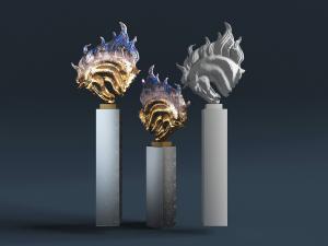 现代俯身垂头的马匹雕塑雕刻