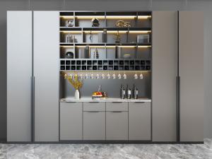 新中式现代中间开放式收纳的酒柜3d模型 新中式现代中间开放式收纳的酒柜