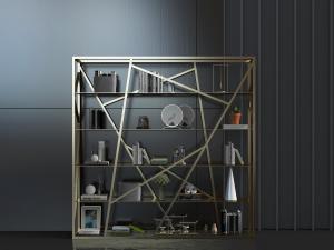 现代金属几何装饰元素的装饰置物架