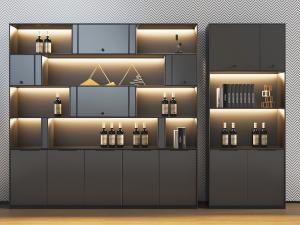 现代错落收纳的酒柜3d模型 现代错落收纳的酒柜