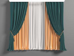 简欧窗帘纱帘3d模型 简欧窗帘纱帘