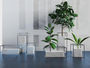 现代大理石花盆盆栽植物