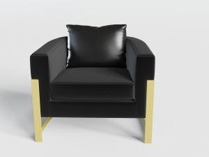 现代黑色单人沙发3d模型 现代黑色单人沙发