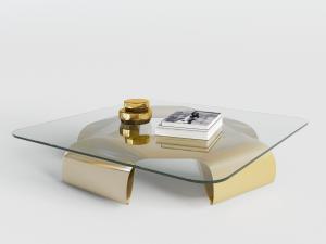 现代方形圆角玻璃茶几