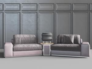 后现代布艺带茶几的多人沙发3d模型 后现代布艺带茶几的多人沙发