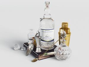 欧式白兰地酒瓶酒杯3d模型 欧式白兰地酒瓶酒杯