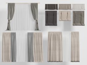 欧式布艺窗帘窗纱升降帘3d模型 欧式布艺窗帘窗纱升降帘