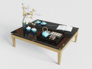 新中式长方形茶几茶具