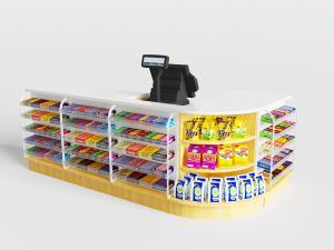 现代弧形收银台货架