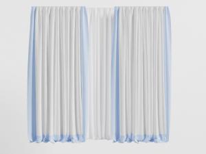 现代布艺窗帘窗纱3d模型 现代布艺窗帘窗纱