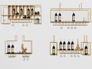 现代轻奢金属酒架3d模型 现代轻奢金属酒架