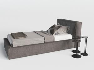 现代布艺单人床