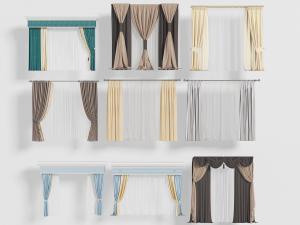 现代窗帘窗纱3d模型 现代窗帘窗纱