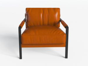 后现代橙色皮革单人沙发3d模型 后现代橙色皮革单人沙发