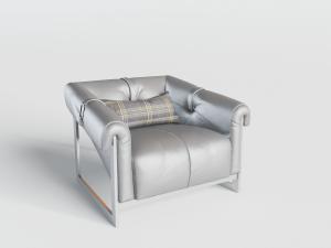 新中式灰色方形单人沙发3d模型 新中式灰色方形单人沙发