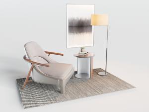 新中式休闲单人沙发3d模型 新中式休闲单人沙发