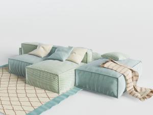 现代布艺块状多人沙发3d模型 现代布艺块状多人沙发