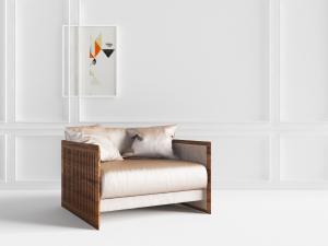 东南亚实木边框的单人沙发3d模型 东南亚实木边框的单人沙发