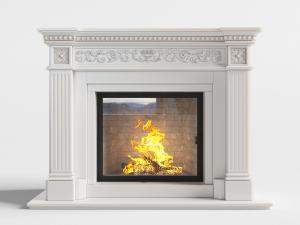 欧式装饰雕花罗马柱的壁炉