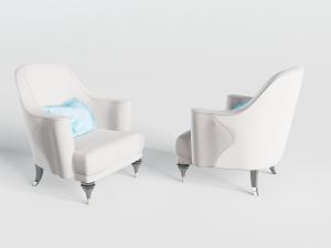 欧式白色单人沙发3d模型 欧式白色单人沙发