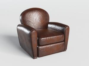 后现代真皮咖啡色单人沙发3d模型 后现代真皮咖啡色单人沙发