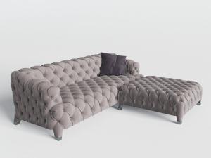 欧式软包布艺多人沙发脚踏3d模型 欧式软包布艺多人沙发脚踏