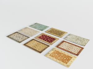 欧式图案花纹的长方形地毯3d模型 欧式图案花纹的长方形地毯