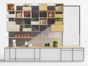 现代下层带柜门收纳的置物装饰柜