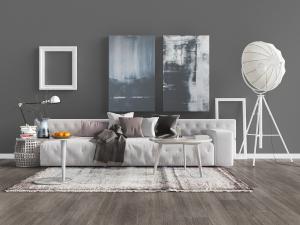 北欧布艺多人沙发茶几组合