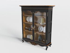 欧式黑色玻璃柜门的餐边柜