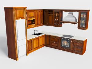 美式实木L形整体橱柜吊柜