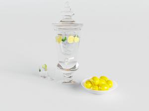 欧式带水龙头的玻璃饮料容器