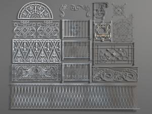 欧式金属雕花栏杆围栏护栏3d模型 欧式金属雕花栏杆围栏护栏