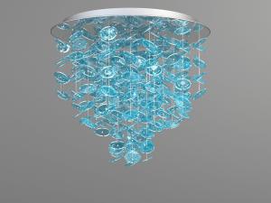 现代蓝色水晶片吸顶灯3d模型 现代蓝色水晶片吸顶灯