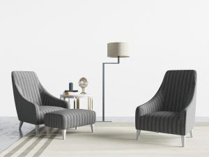 北欧条纹图案的单人沙发3d模型 北欧条纹图案的单人沙发