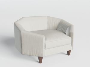 现代六边形白色单人布艺沙发3d模型 现代六边形白色单人布艺沙发