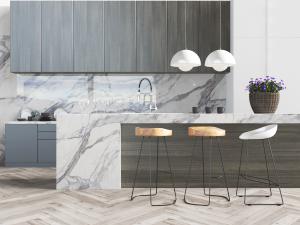 现代开放式厨房橱柜吧台