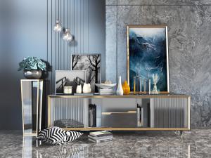 现代轻奢电视柜装饰品摆件组合