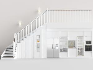 简欧白色带收纳功能的旋转楼梯3d模型 简欧白色带收纳功能的旋转楼梯