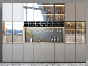 现代玻璃柜门的酒柜3d模型 现代玻璃柜门的酒柜