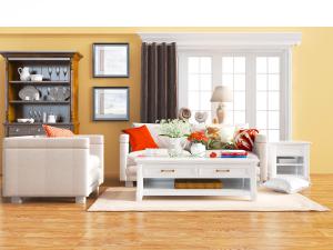 美式白色布艺多人沙发单人沙发餐边柜