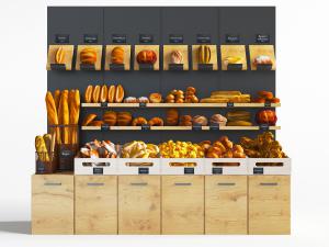 工业风木质面包糕点展示货架