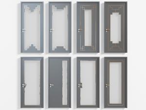 新中式单扇装饰玻璃的平开门