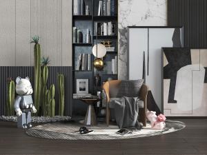 现代休闲椅子装饰柜