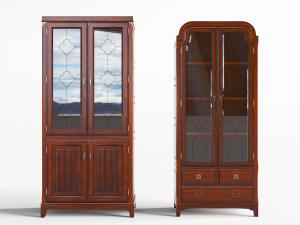 欧式复古玻璃柜门书柜