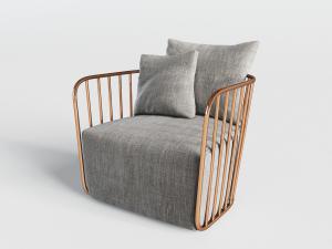 新中式镂空扶手的单人沙发3d模型 新中式镂空扶手的单人沙发