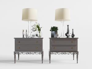 欧式实木雕花床头柜台灯