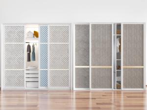 现代菱形花纹推拉门的衣柜
